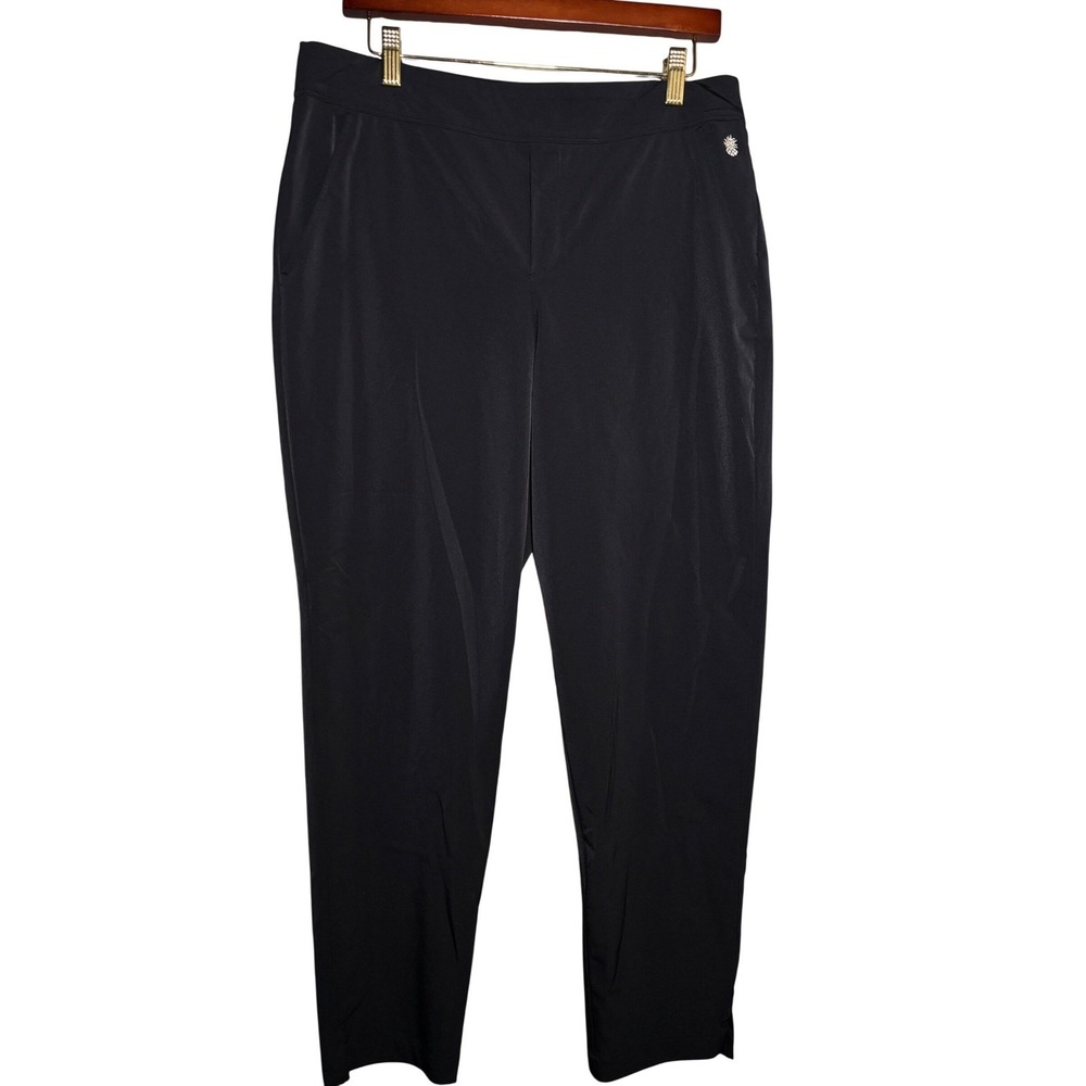 Tommy Bahama Womens L Everyday Active Black Pants Pineapple Logo Golf Travel